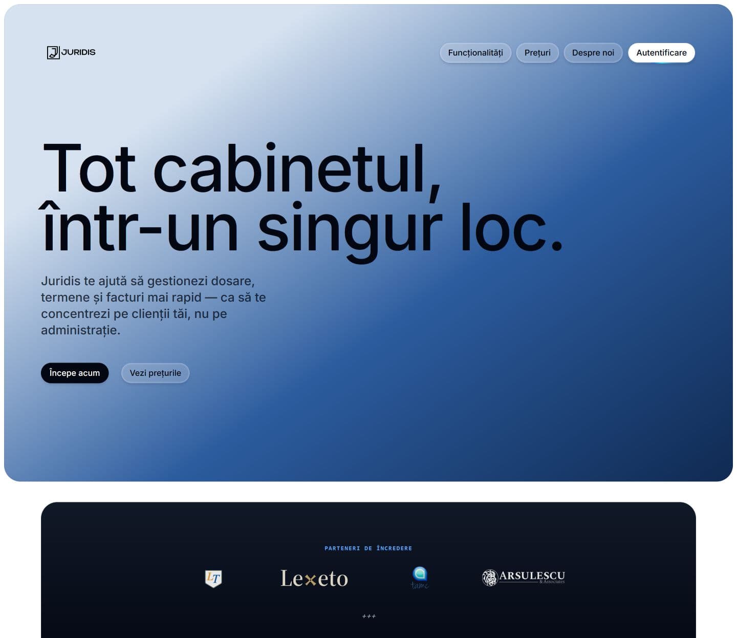 Captură din proiectul Juridis — versiunea desktop